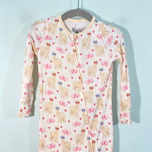 Free Birdees Llama & Hearts Full Zip Bamboo Footed Pajamas Size 18-24M - Picture 2 of 5